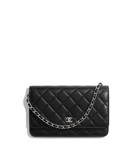 lambskin chanel|Chanel lambskin wallet on chain.